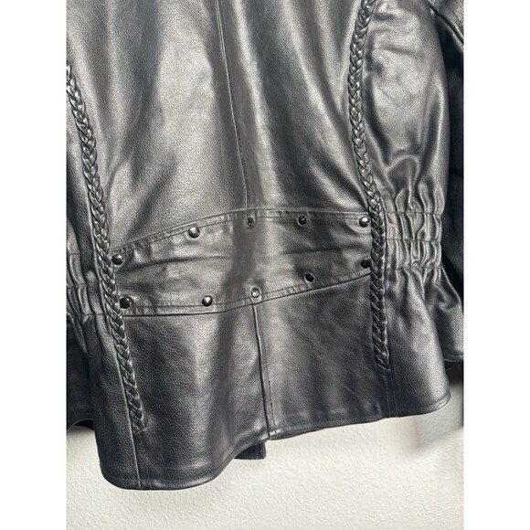Milwaukee Black Leather Women's L Motorcycle Pocket Jacket With Zip Out Lining - Picture 12 of 16